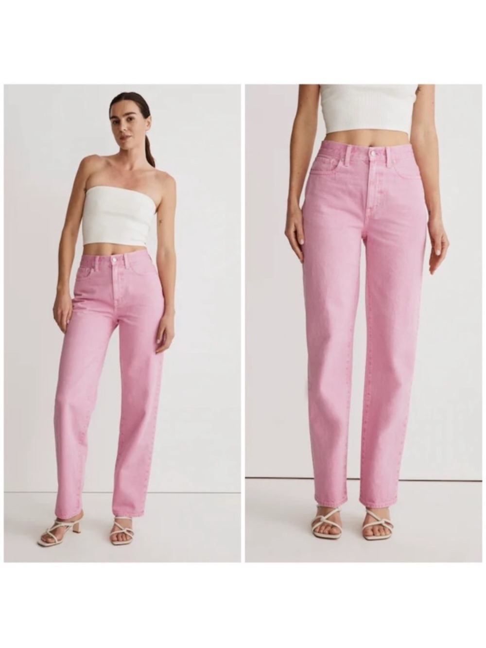 Madewell Baggy Straight Jeans: Garment Dyed Edition in Retro Pink